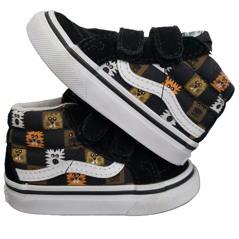 Zapatos de gancho y bucle VANS para niños pequeños 4,5 fuera de la pared gatos negros perros 507698 Foto 2 de 4