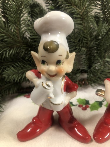 Vintage Christmas~ Thames Kitchen Helper Elves~ 2 Ceramic Elves~ Japan - Picture 3 of 15