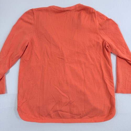 Talbots Plus Cardigan Sweater Womens 1X Coral Orange V-Neck Cotton Blend Knit - Picture 8 of 9