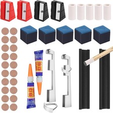 40Pcs Pool Cue Repair Kit: 20 Billiard Cue Tips 4 Shaper 5 Chalk Cubes 5 Pool Cu