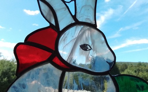 BUNNY RABBIT SWIRL STAINED ART GLASS VINTAGE SUNCATCHER EASTER EGGS FARM ANIMAL - Picture 8 of 16