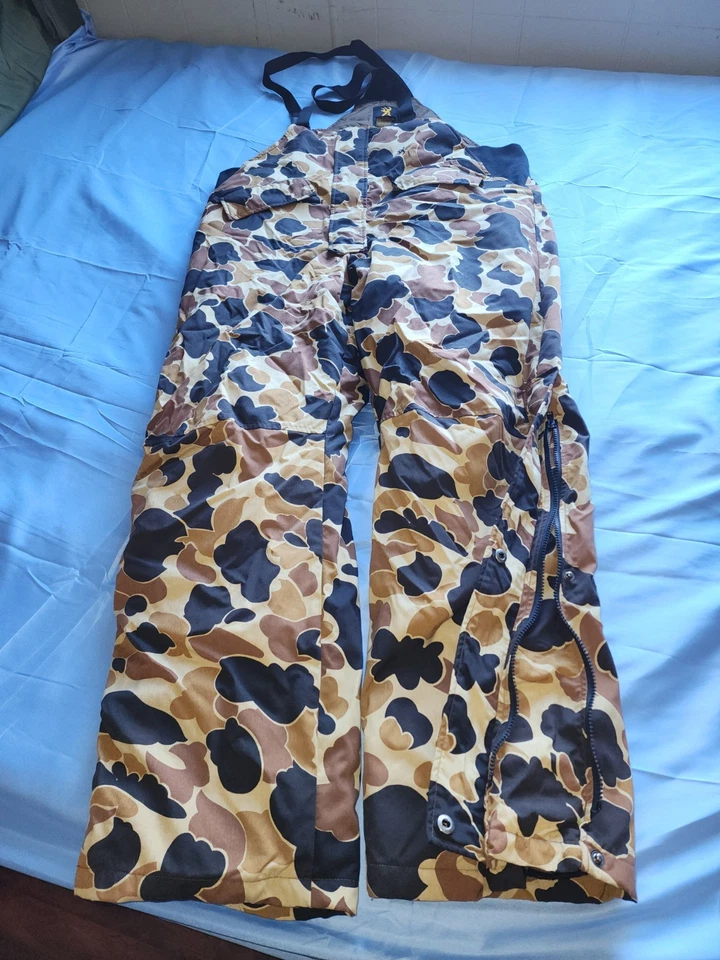 VINTAGE BROWNING GORE-TEX INSULATED DUCK CAMO BIB OVERALLS BROWN/BLACK SIZE... - Image 3 of 4