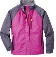 REI Girls Purple Grey Rainwall Rain Jacket GIRLS L 14/16