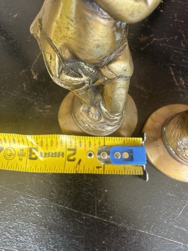 Set Of 2 Vintage Solid Brass Candlestick Holders Cherubs Gilt Urns MCM French - Picture 4 of 6