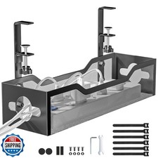Under Desk Cable Management Tray Black, Litwaro Cable Management