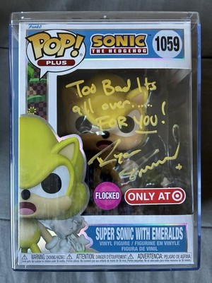 Funko Pop! Plus: Super Sonic w/ Emeralds Flocked Target SIGNED By Ryan Drummond