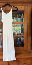 EUC ZARA White STRETCH FITTED figure-flattering RIBBED MIDI DRESS XS