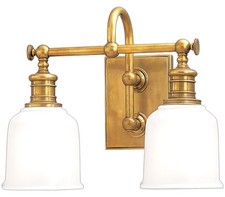 Hudson Valley 1972-AGB Keswick Wall Vanity, 2-Light, Aged Brass