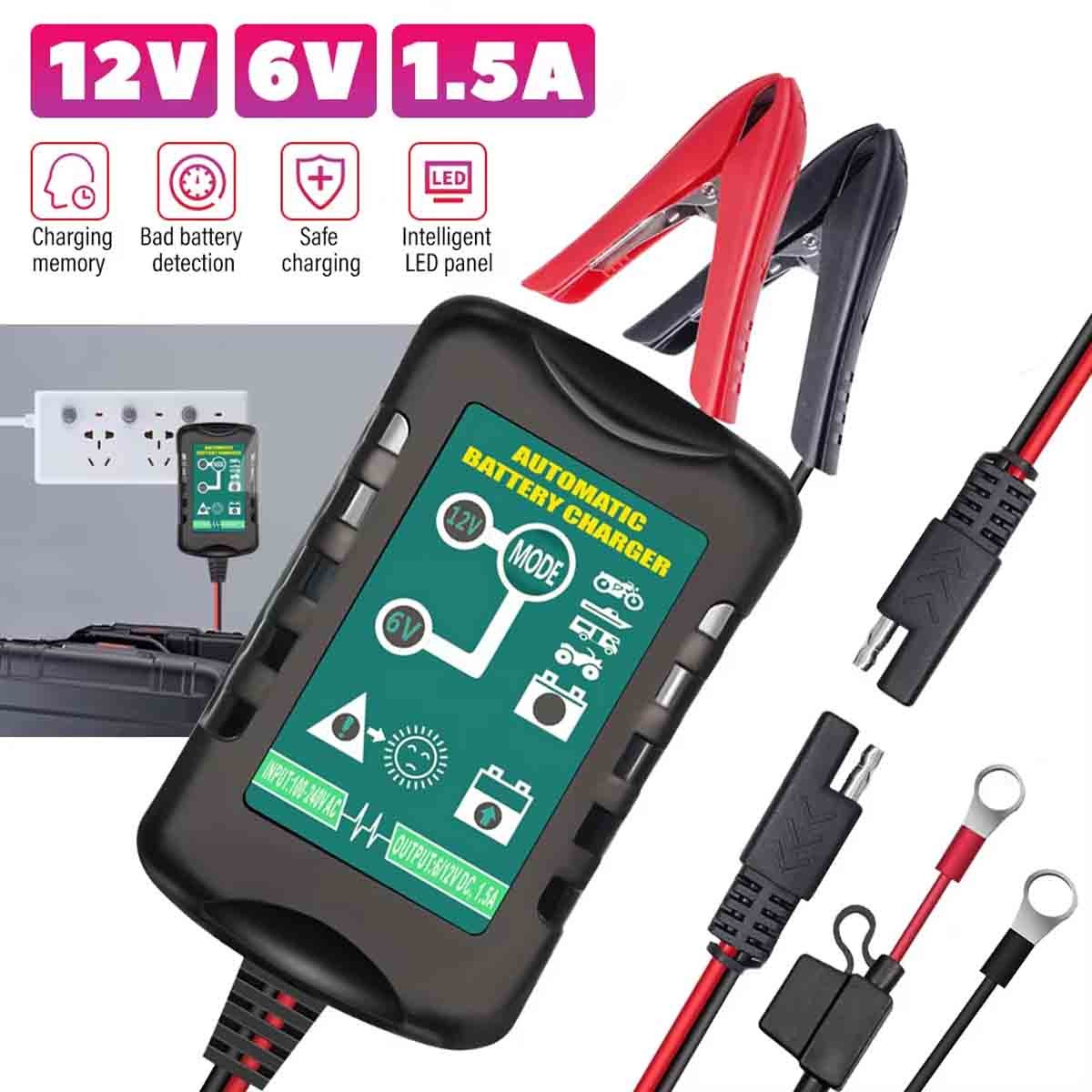 Automatic Battery Charger Maintainer Motorcycle Trickle Float For 6V 12V