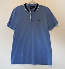 BOSS Men's Paddy Short Sleeve Polo Blue Pattern Shirt Size L