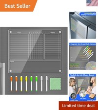 Acrylic Magnetic Chore Chart for Adults, 12x9.5 in Fridge Board Clear Dry E...
