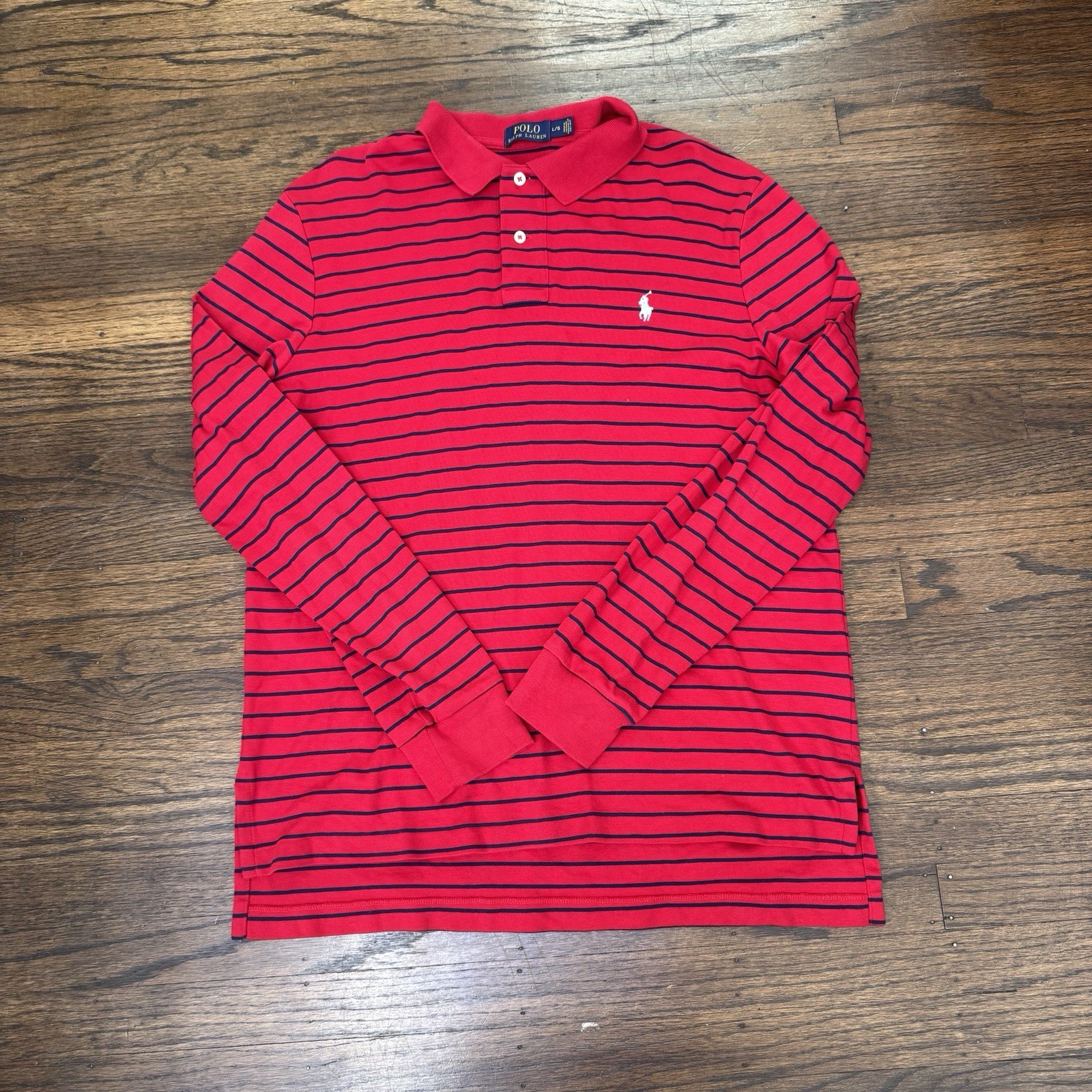 Polo Ralph Lauren camicia uomo grande rossa blu a righe manica lunga bianco pony