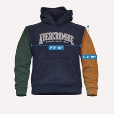 Abercrombie Kids Hoodie 7/8 Boys Girls Colorblock Sweatshirt Navy
