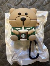 Cute 3D Cartoon Bear Case Cover for AirPods 1  2 Green Apron Barista Coffee Cup