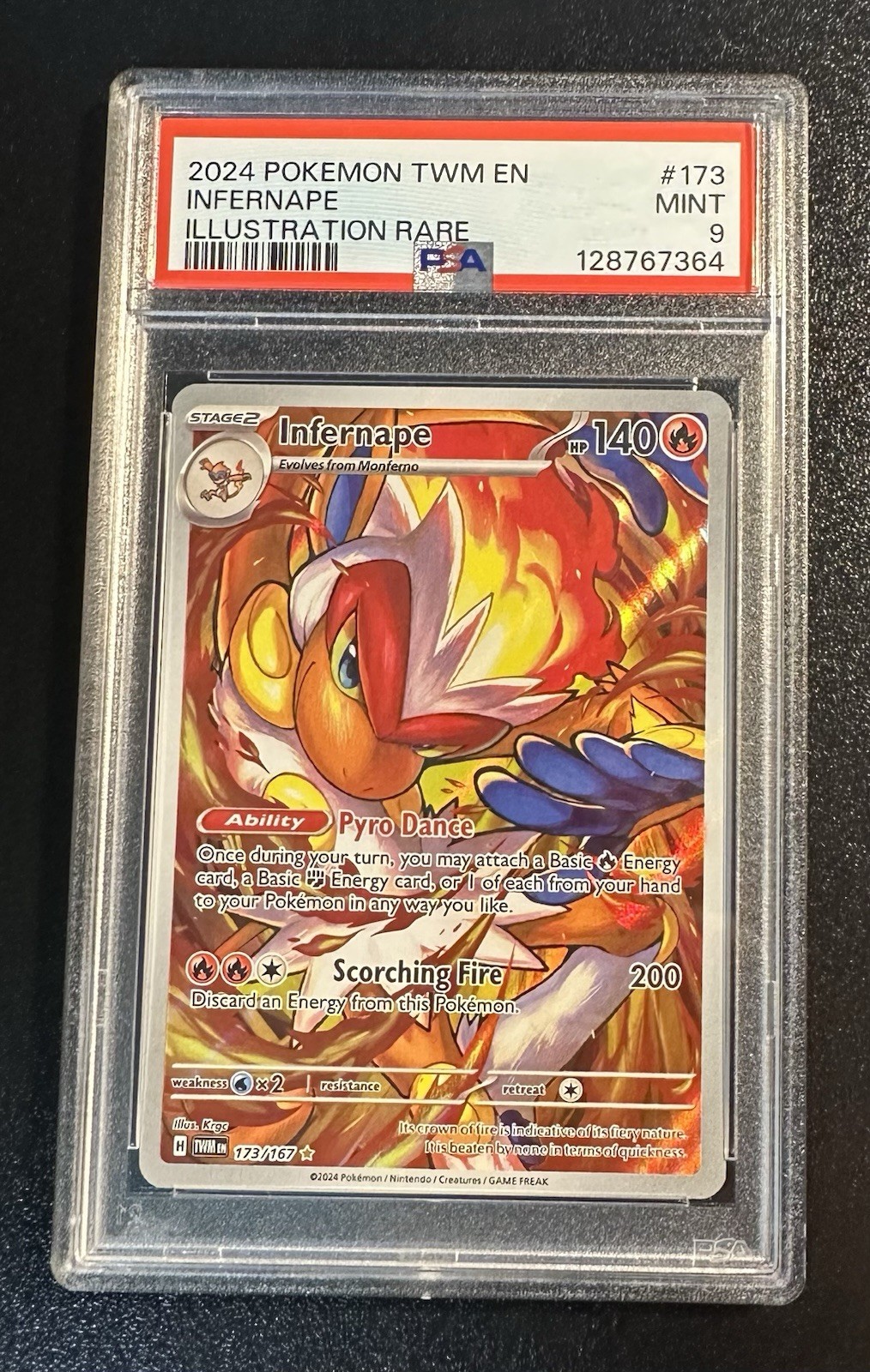 Pokémon Infernape 173/167 Sv06 Twilight Masquerade Illustration Rare Holo PSA 9