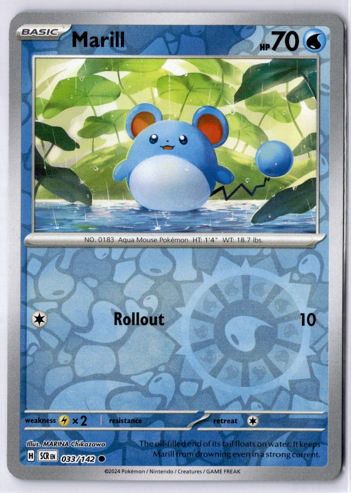 Marill 033/142 Stellar Crown Common Reverse Holo Pokemon Card LP