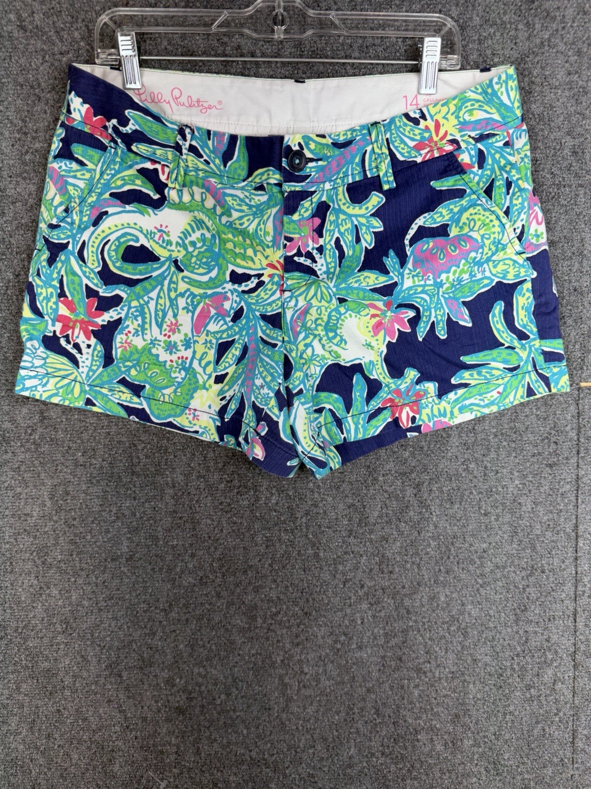 Lilly Pulitzer Callahan Shorts Size 14 Navy Elephant Print Preppy