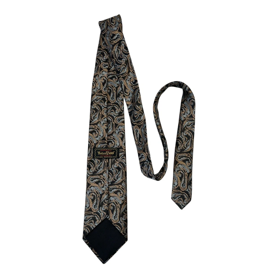 "Corbata vintage de cachemira Botany 500 - negra, tostada y gris - 54"" de largo" Foto 2 de 4