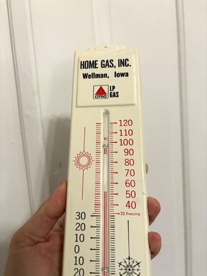 Vintage Conoco Oil Co Wellman IA Advertising Thermometer Sign Home Gas Natural