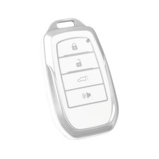for Toyota Key Fob Cover, Soft TPU Key Case Fit for 2019-2024 Silver White