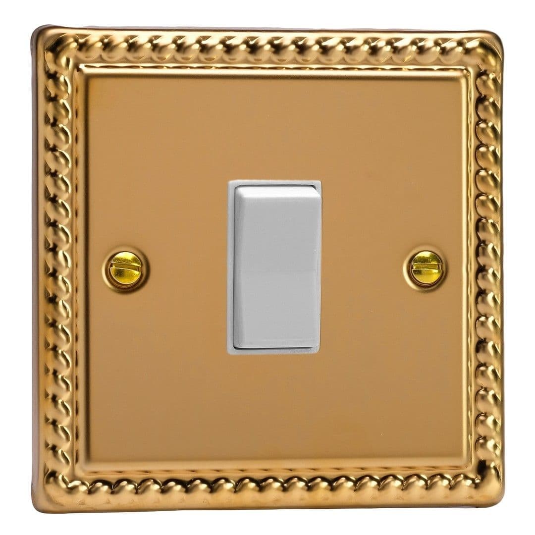Varilight XGKR1W Classic Georgian Brass 1 Gang 10A 2 Way & Off Retractive Switch