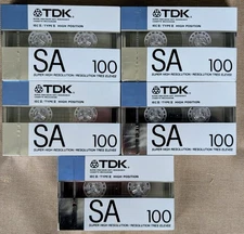 RARE Lot of 5 TDK SA 100 Type II High Position Audio Cassette Tapes Vintage 1988