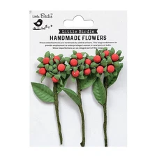 Little Birdie Berry Branch 3/Pkg-Love and Roses