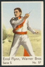 ERROL FLYNN WARNER BROS TV & FILM STARS 1957 DUTCH GUM SERIE S CARD #57 EX