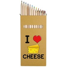 12 x 'I Love Cheese' Long 178mm Coloured Pencils / Pencil Set PE00038575 