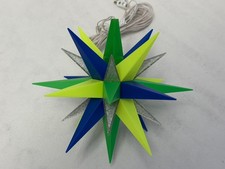 Herrnhuter Stern Bastelstern A1b Dunkelblau/ Limone/Grün/ Silber Glitter Weiß