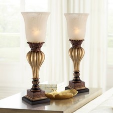 Accent Table Lamps 23 1/4" High Set of 2 Gold Uplight Shade Living Room Bedroom