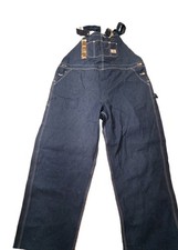Carhartt Denim Bib Overalls Mens 46x30 Dark Wash Workwear 100 Cotton New