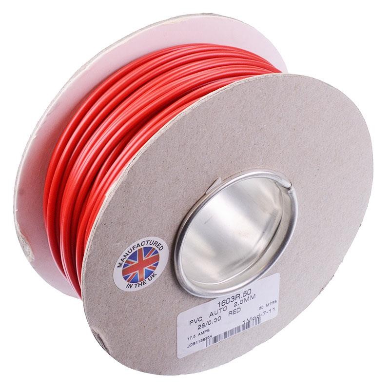 Red 2mm Cable 28/0.30mm 50M Reel Wire