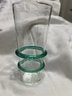 VTG MCM Blenko Double Ring Hand Blown 7" Glass Tumbler - Crystal w Green Rings