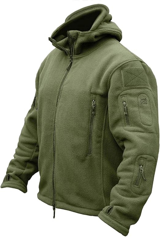 Mens Fleece Jacket Full Zip Bearskin Tactical Winter Coats Windproof X-Large