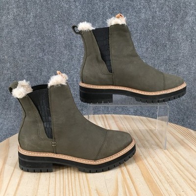 Toms Dakota Boots Womens 5.5 Chelsea Pull On Casual Round Toe Ankle Top Green