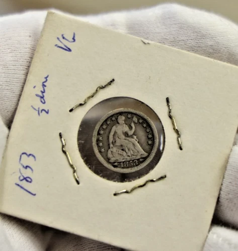 1853 Arrows US Seated Liberty Half 1/2 Dime VG+ (Cleaned)
