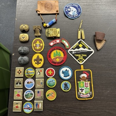 Vintage Boy Scout Mixed Lot 1970s Memorabilia Patches Pins Badges