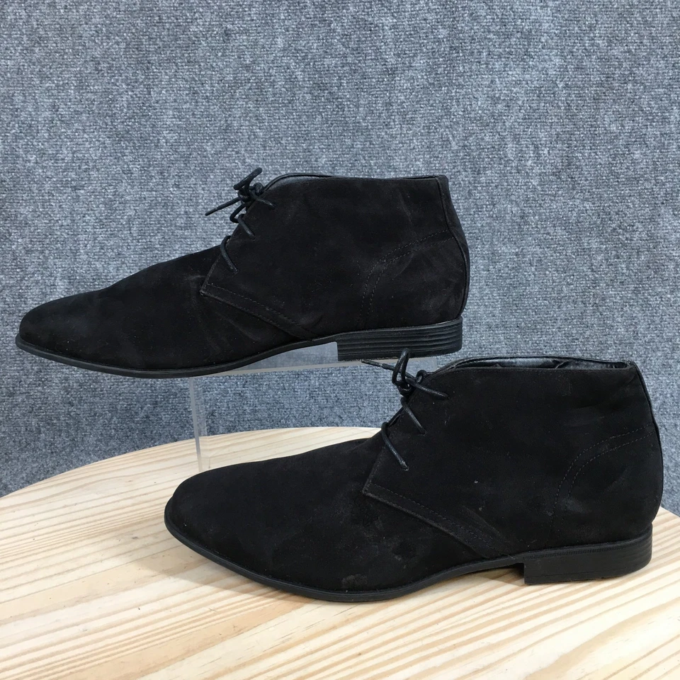 Asos Chukka 靴子男式 12WF 黑色设计系带杏仁鞋头休闲麂皮绒 — 第 2/4 张图片