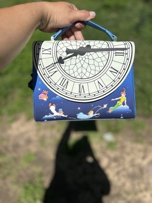 Loungefly Disney Peter Pan Glow in the Dark Clock Design Small Blue Handbag