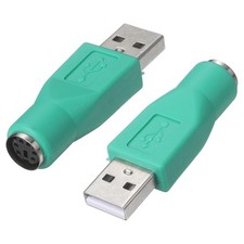 2 Pcs PS/2 to USB Adapter, PS/2 Female to USB A Male Converter Adapter, Green