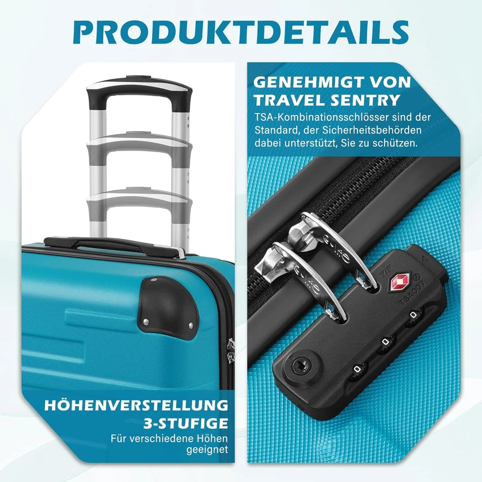 Valigie Valigia Trolley Rigido Ultraleggero E Capiente,Chiusura a Combinazione L - Immagine 4 di 4