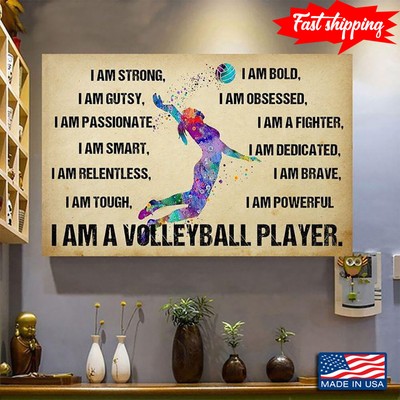 Vintage Watercolour Female Volleyball Player I Am A Volleyball Player I Am St...