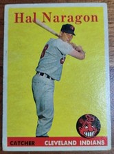 Hal Naragon 1958 Topps #22 Cleveland Indians Vintage Baseball Card EX