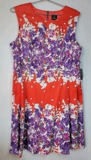 Adrianna Papell Womens Floral Print Knee Length Fit & Flare Dress Plus 22W NWT