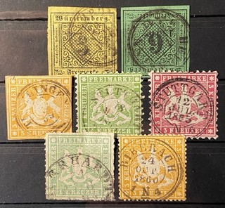 Altdeutschland Württemberg Briefmarken Lot/Posten gestempelt Ziffern Wappen
