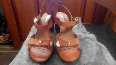 Women Heels Beige Leather 40 #7VCU