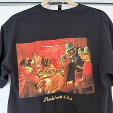 VTG CM Coolidge Pinched With 4 Aces Dogs Playing Poker T-Shirt Medium RARE 2000s
