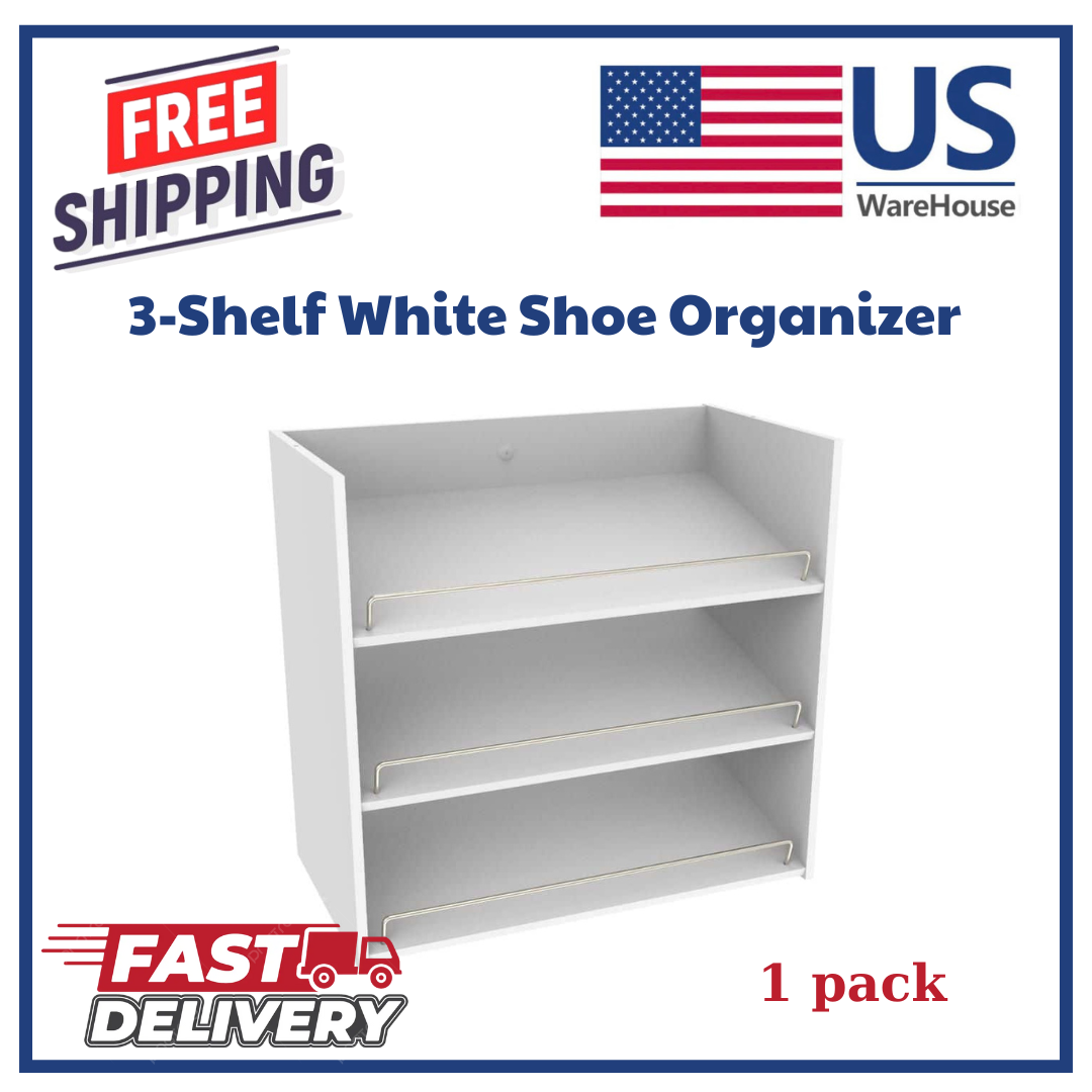 White 3-Tier Shoe Rack Organizer-image