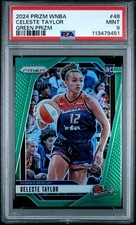 2024 Panini Prizm WNBA Celeste Taylor #48 Green Prizm RC PSA 9